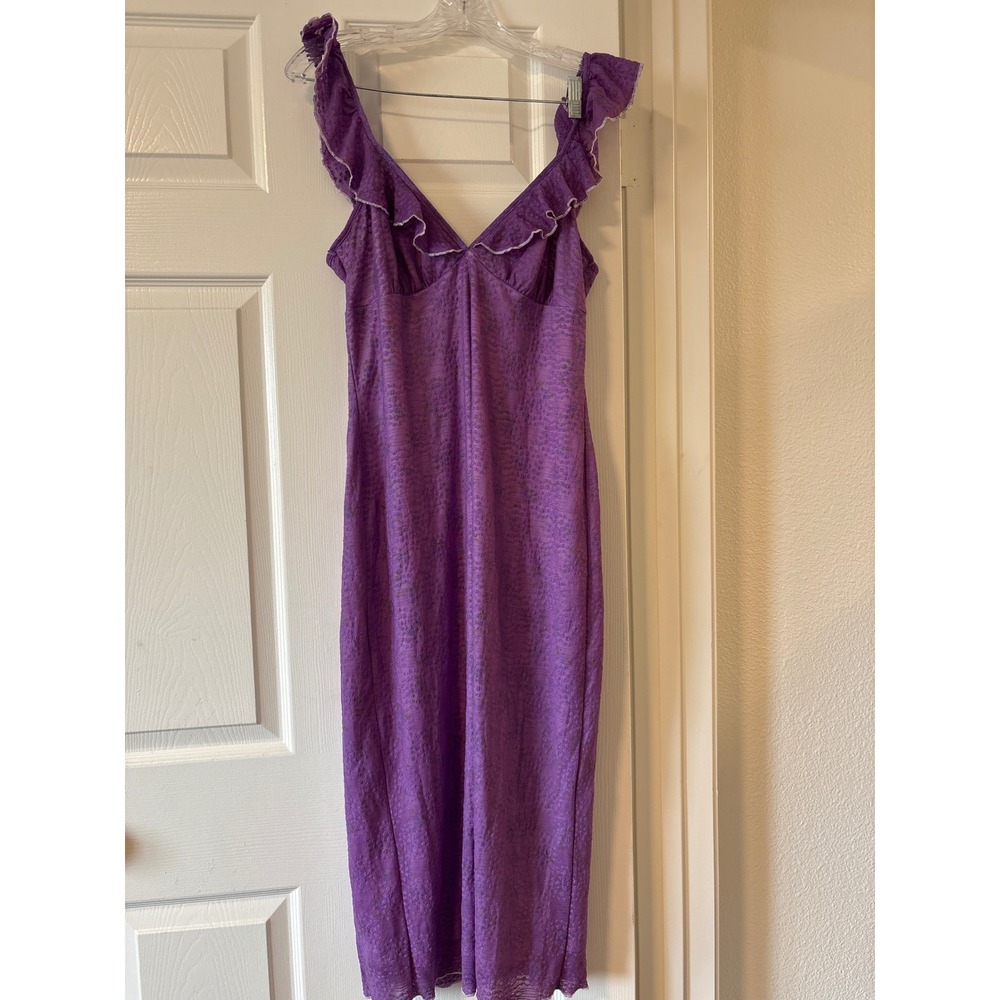 Wild Fable Midi Dress Womens Large Purple Excellent Lace Ruffle V-Neck